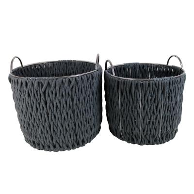 China Sustainable Round Laundry Storage Upcycle Basket Rope Cotton Vegetable Basket For Kitchen for sale