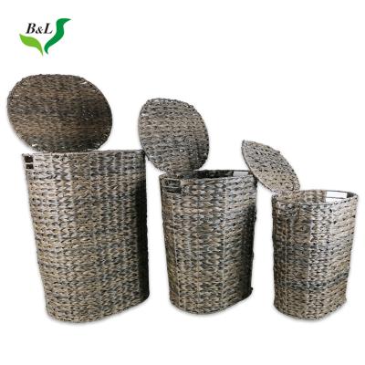 China Handles Round Storage Basket With Handle Portable Rattan For Shelves Laundry Playroom Cabinet Clothes Shoe Baby Toy With Handles for sale