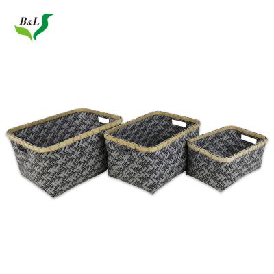 China Sustainable Separate Good Quality PP Tie Storage Basket Handmade Woven Miscellaneous Storage Laundry Hamper for sale