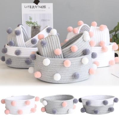 China Viable Foldable Mini Cute Cotton Rope Storage Basket for Baby Diaper Keys Toys Small Stuff Organizer Christmas Gift for sale