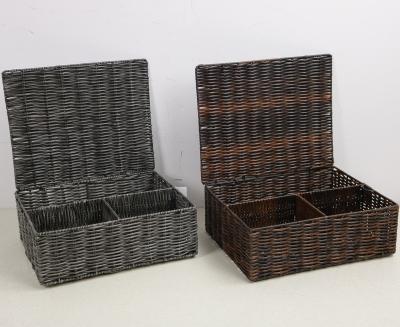 China Sustainable Cheap Handwoven PP Rattan Baskets For Snack Rattan Baskets With Lid for sale