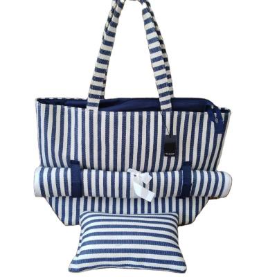 China High quality one-shoulderedstraw stylish bag blue and white matching ladies beach tote bag for sale