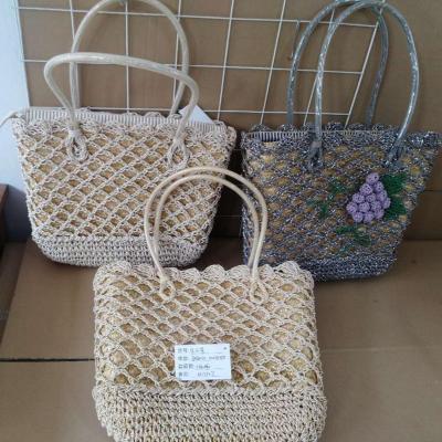 China Recyclable Zippered Collectable Women's Corn Strips Summer Handwoven Straw Beach Handbags for sale