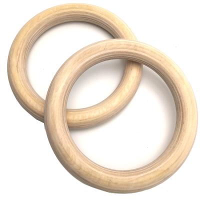 China Wooden Gymnastic Exercise Muscle Fitness Rings With Numbered Straps for sale