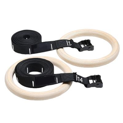 China Modern Hot Sale Wooden Gymnastic Ring With Straps For Gym for sale