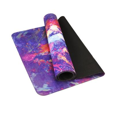 China Custom printed eco natural rubber yoga mat fabric microfiber travel yoga sporty foldable mats for sale