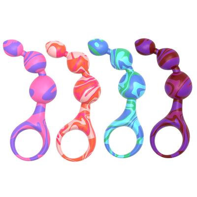 China Wholesales Plug Rainbow Multicolor 3 Anal Balls Butt Beads With Handle Ring Sex Toys For Adult Big Anal Toys Sex Toy Prostate Massage for sale