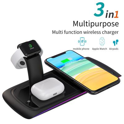 China Best Selling Smart Watch on New N33 15W Amazon Fast Charger 3in 1 Wireless Charger for Apple Iphone Sumsang Qi QC3.0 Earphone for sale