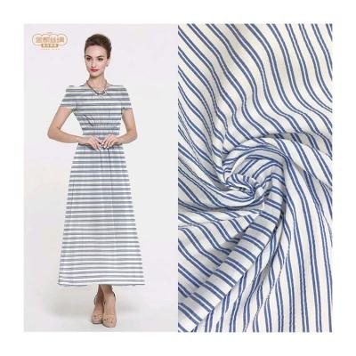 China Stain Resistant 140 Width Silk Cotton Hot-selling Blue And White Horizontal Stripe Fabric Is Soft And Skin-friendly for sale