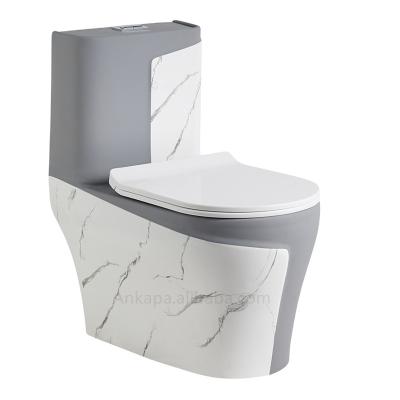 China Double-flush Marble White Toilet Colored Bathroom WC Ceramic One Piece Toilet Bowl S Trap for sale