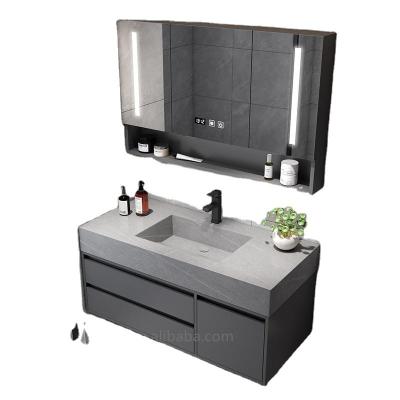 China Modern Rock Basin Bathroom Waterproof Cabinet Wash Basin Board Integrated Luxury Cabinet for sale