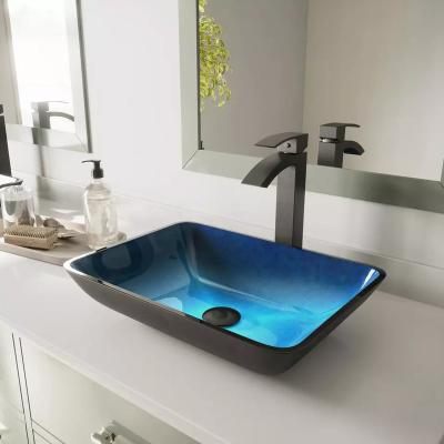 China Artistic Modern Glass Lavabo Vessel Sink Bathroom Tempered Glass Vanity Bowl for sale