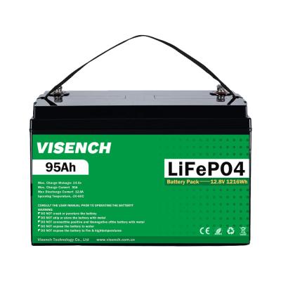 中国 Visench 12V 100Ah Lifepo4 Lithium Iron Battery Pack Deep Cycle Times battery lifepo4 12V for solar energy system 販売のため