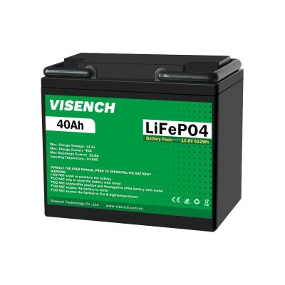 China Visench Prismatic 12V 12.8V 40Ah Deep Cycles Recarregável Sistema de armazenamento de energia solar Iões de lítio Lifepo4 Bateria à venda