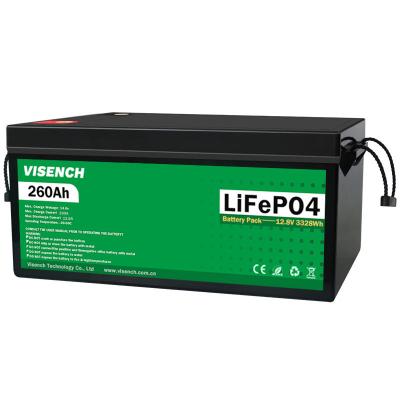 China Energia solar 12V 260Ah Recarregável Bateria de ferro de lítio fosfato Lifepo4 Baterias 12.8V 260Ah Bateria de lítio à venda