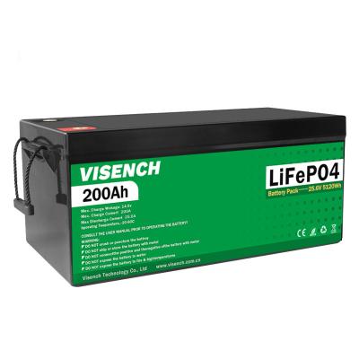 China Visench oplaadbare LiFePO4 batterij 24V 200Ah 5120Wh 3000 cycli Te koop