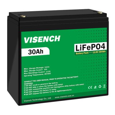 Κίνα Η μπαταρία Visench 12V 30Ah Λιθίου Ιόντων Σιδήρου Φωσφορικού Ανανεώσιμη 12.8V Lifepo4 μπαταρία προς πώληση