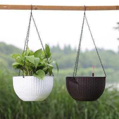 China Cheap Wholesale Modern Terracotta Outdoor Decorative Plastic Basket Pot Orchid Plant Supplies Round Hanging Chain Flower Pots and Planter for sale