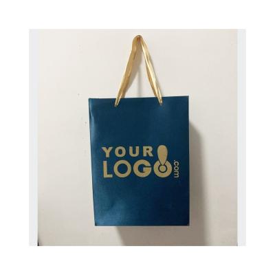 China Recyclable Excellent Quality Customized Luxury Reusable Shopping Logo Promotional Paper Paper Bag With Ribbon Handle for sale