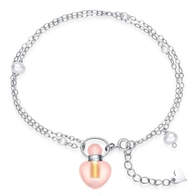 China Silver Gems Stone Diffuser Jewelry Rose Quartz Aroma Essential Oil Diffuser 925 Charm Bracelet For Women for sale