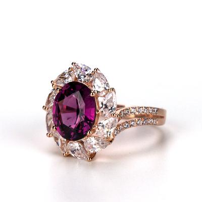 China CLASSIC Custom Design Fashion 9k Rose Gold Garnet Engagement Wedding Ring for sale