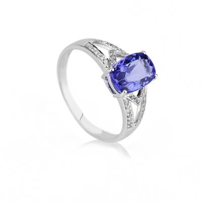 China CLASSIC Custom Design Gemstone Jewelry Anniversary Gift Tanzanite 18k Gold Engagement Diamond Ring for sale