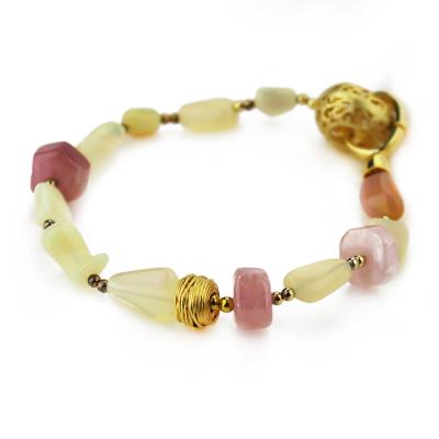 China Bali Silver Style 925 Sterling Silver Natural Gemstone Beads Tourmaline Bracelet 22k Gold Opal Beads for sale