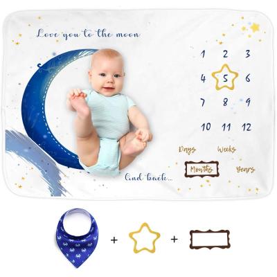 China Portable Newborn Baby Milestone Blanket Monthly Photo Props Background Baby Milestone Blanket for sale