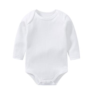 China 100% Organic Cotton OEM Customized GOTS Certified Organic Cotton Unisex Newborn Baby Clothes White Long Sleeve Coverall for sale