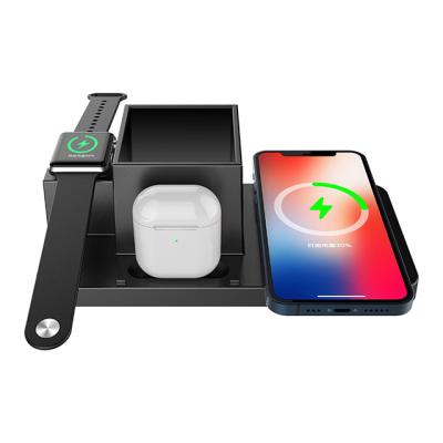 China UniversalÂ   5W/7W/10W/15W Fast Charging Dock Platform Wireless Charger Station Multi Function 04 In 1wireless Charger Stand for sale