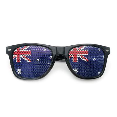 China 2022 Fashion Glasses Promotional Sunglasses Fashion Design Accept OEM Custom Pinhole Sticker Flag Sunglasses for sale