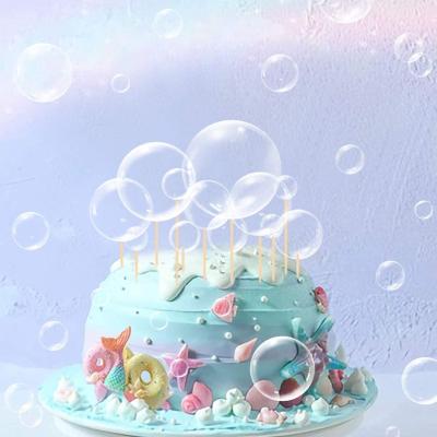 China Transparent PVC 27Pcs Mermaid Party Cake Decor Clear Bubble Cupcake Toppers For Ocean Under The Sea Party Cake Decorations Children's Party for sale