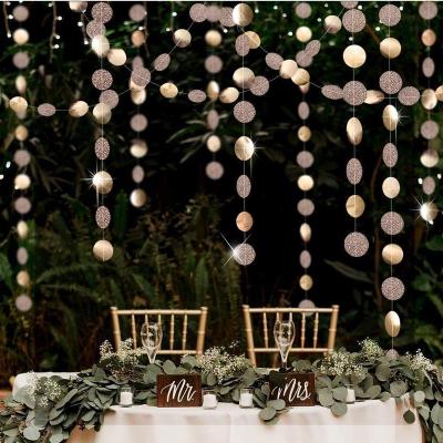 China PVC Glitter Champagne Gold Decorations Paper Circle Dots Garland Party Streamers Bunting Backdrop Hanging Decor Wedding/Bachelorette for sale