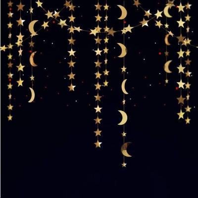 China Paper Gold Star Moon Garland Hanging Garands Streamers Banner Backdrop for Twinkle Little Star Party Decoration Baby Shower/Wedding for sale