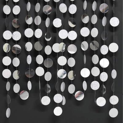 China Pvc Glitter Silver Circle Dots Garland Hanging Polk Dot Streamer Party Decoration String Banner Backdrop for Birthday/Baby Shower for sale