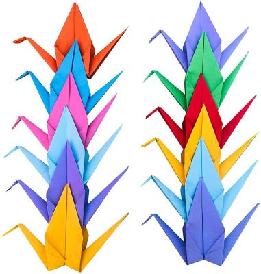 China Paper 100PCS Folded Rainbow Origami Cranes Premade Paper Crane Handmade DIY Bird Garlands For Wedding Birthday Party Decoratioins for sale