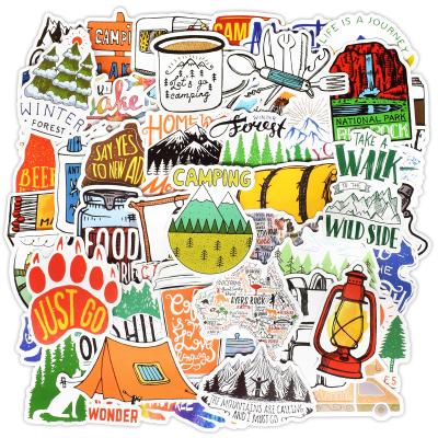 China Waterproof+Eco-friendly 50 PCS Mixed Camping and Explore Stickers for DIY Luggage Laptop Motorcycle Bicycle Car Stickers for sale