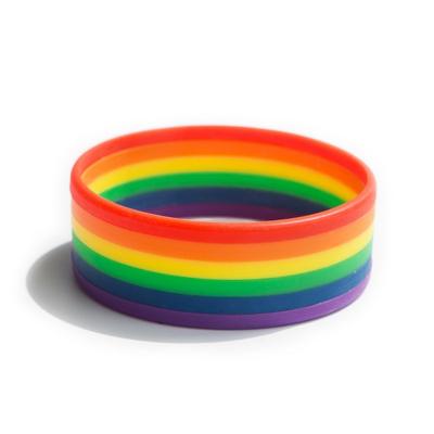 China Gussy's Life Of Valentine's Day Gifts Trendy 6 Layers Color Wide Silicone Bracelet LGBT Pride Flag Jewelry Rainbow Lovers Gay Lesbian Bracelet for sale