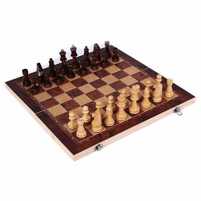 China New Design Wooden 3 in 1 Wooden Chess Board Travel Chess Board International Backgammon Drafts Entertainment Games for sale