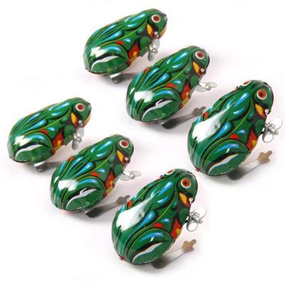 China Metal Kids Classic Tin Wind Up Clockwork Toys Educational Jumping Frog Vintage Toy For Children Boys for sale