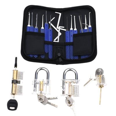 China Wafer Rakes 17pcs Stainless Steel Blue Single Hook Opening Locksmith Tool Lock Pick Set Transparent 4pcs Locks Picking Set for sale