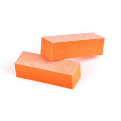 China Factory direct sales 500 pcs/cases foam paper/sponge+sand disposable orange block 3 way nail sanding pad for sale