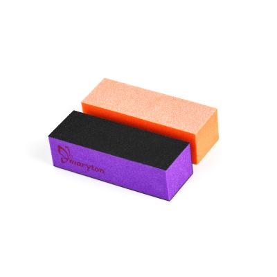 China Wholesale Colorful Disposable Nail Block 3 Way Nail Sanding Pad 500pcs Sides/Foam/Sponge+Sand Paper Cases For Salon for sale