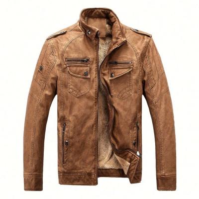 China Dropshipping Reversible RTS Washed Vintage Winter Leather Men's Plus Size Motorcycle Coat Jacket for sale