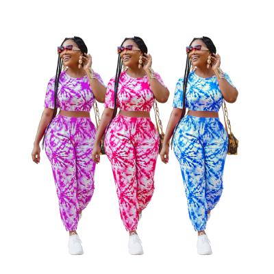 China Dropshipping 2021 Soft Tie Leisure Summer Casual Dress Dyeing Two Piece Set For Women for sale