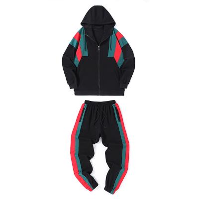 China Wholesale Reversible Fitness Hoodie Sportswear Dropshipping Joggers Unisex Cotton Stripe Sweatsuit Men Jogging Suits for sale