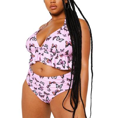 China No Support Top Quality Steel Hot Selling Printing Butterfly Luxury Cut Out Swimwear For Big Breasted Women for sale