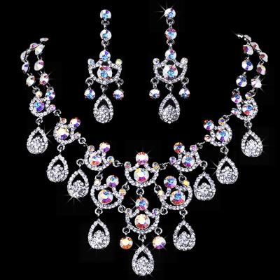 China Korean style/2021 new style bridesmaid water drop collarbone two-piece necklace new Korean bride earrings set wedding dress accessories for sale