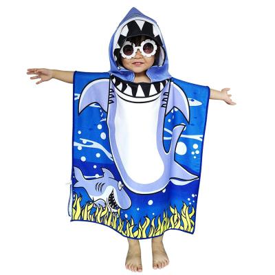 China Wholesale Custom Made Safe 100% Cotton Bathing Surf Poncho Hooded Beach Towel For Kids Children for sale