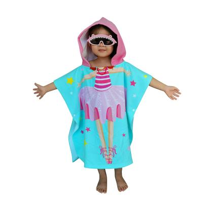 China Hot Selling Custom Made Animal Baby Safe Kids Print Surfing Hooded Poncho Kids Beach Towel for sale